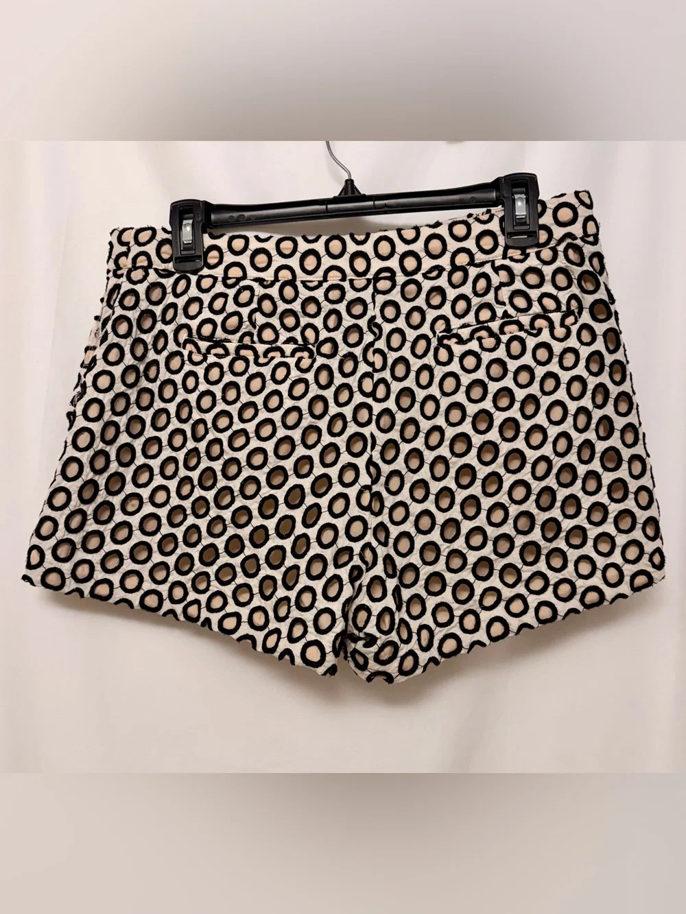 J.Crew Eyelet Embroidered Shorts Size 6 Black Cream High Rise